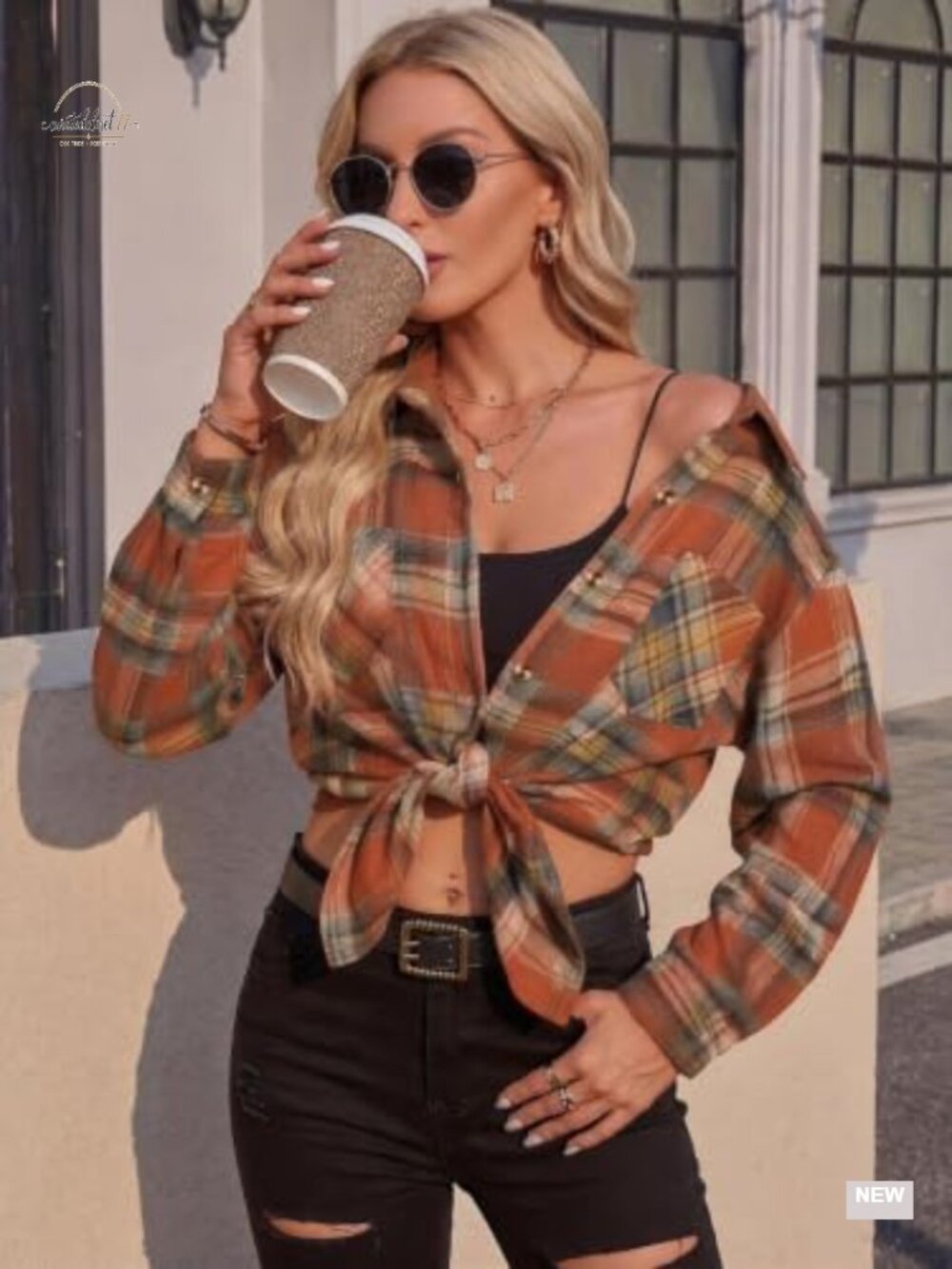 Flannel Button Down Shirt Buffalo Plaid Long Sleeve Blouse - Picture 3 of 6